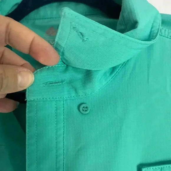 Silver Bait fishing shirt mens L Large blue vented short sleeve polyester button - Picture 4 of 16